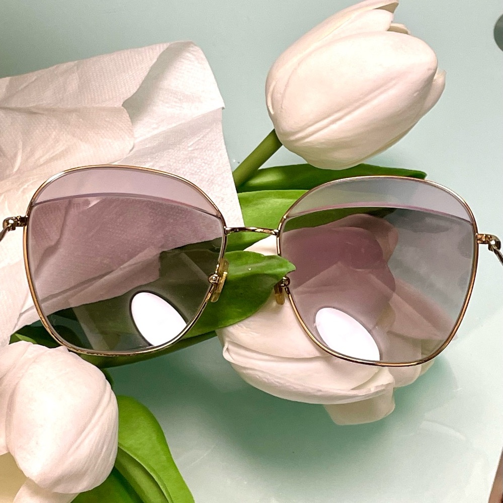 Miu Miu Gold & tortoise Purplish gray Sunglasse Square aviator Frames with case - Picture 12 of 17